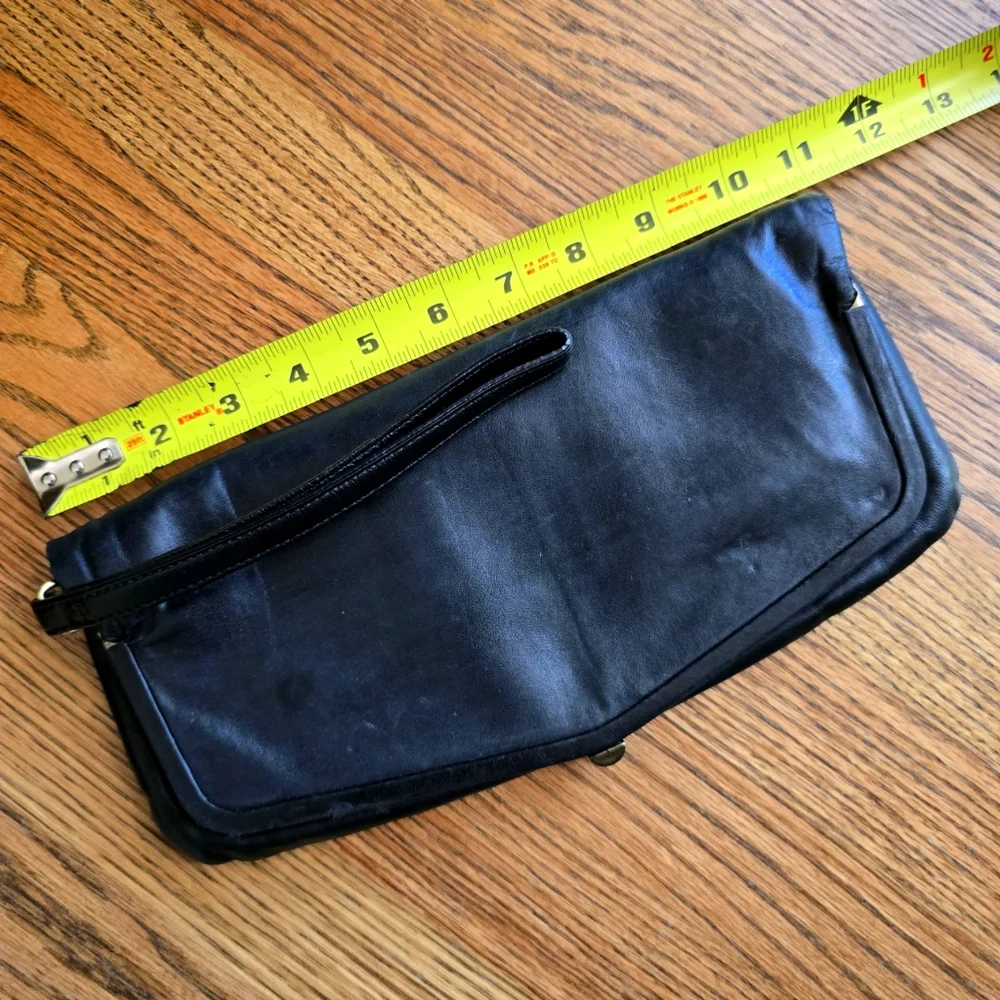 Leather HOBO Navy Clutch Architectural Wristlet Large